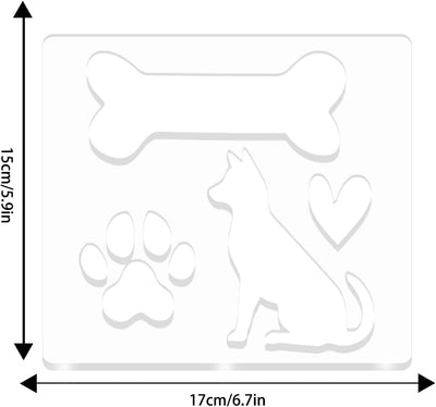 Plantillas acrílicas 3en1 perro hueso pata 6.69x5.9pulg