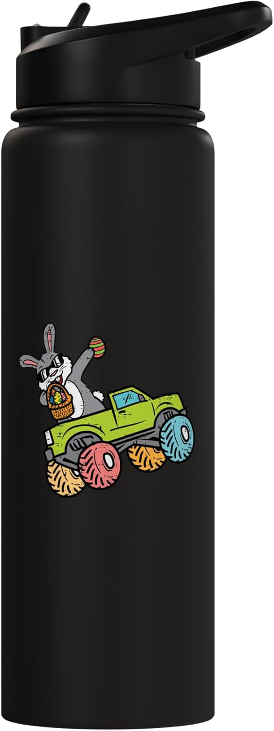 Botella de agua aislada de acero inoxidable con diseño conejo de Pascua