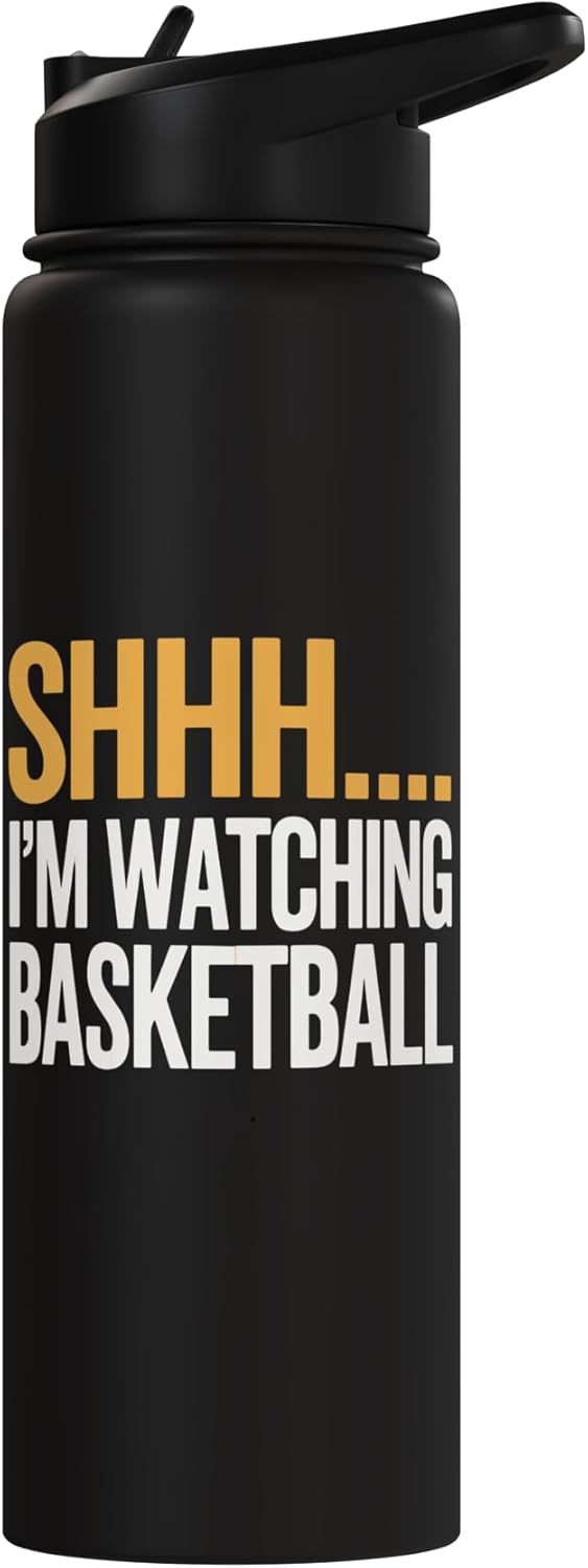 Botella de agua acero inoxidable aislada para fanático del baloncesto