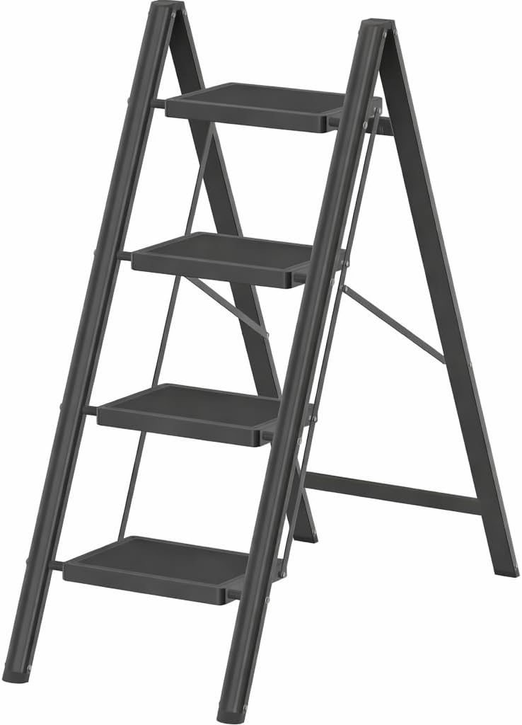 Escalera 4 escalones plegable para cocina 330lb negro