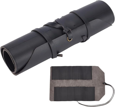 Bolsa organizadora cuero negro 12 ranuras herramientas