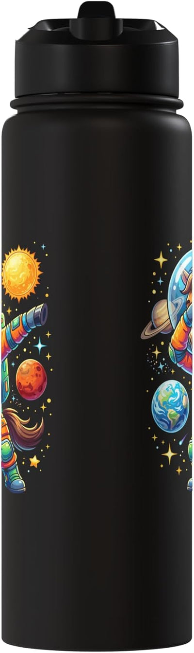 Botella de agua para niños con personaje espacial de acero inoxidable