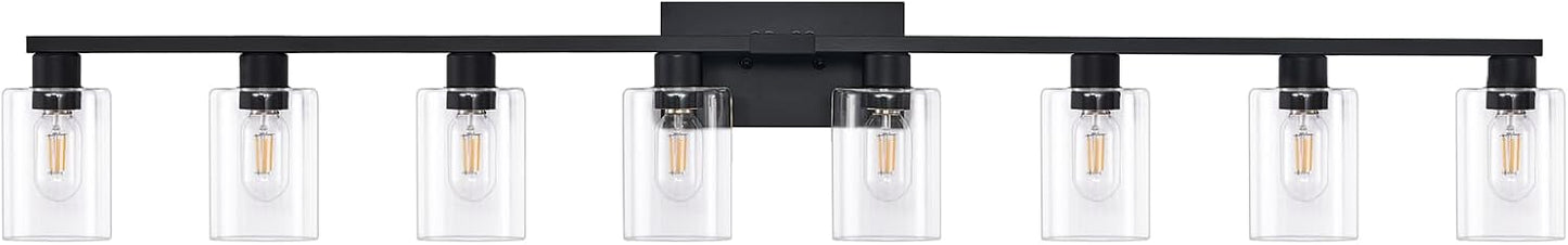 Lámpara tocador 8 luces 50pulg vidrio transparente resistente