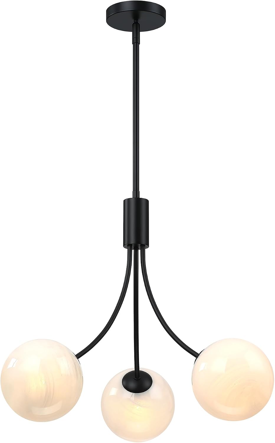 Lámpara Sputnik de cristal negro 3 luces para comedor y sala
