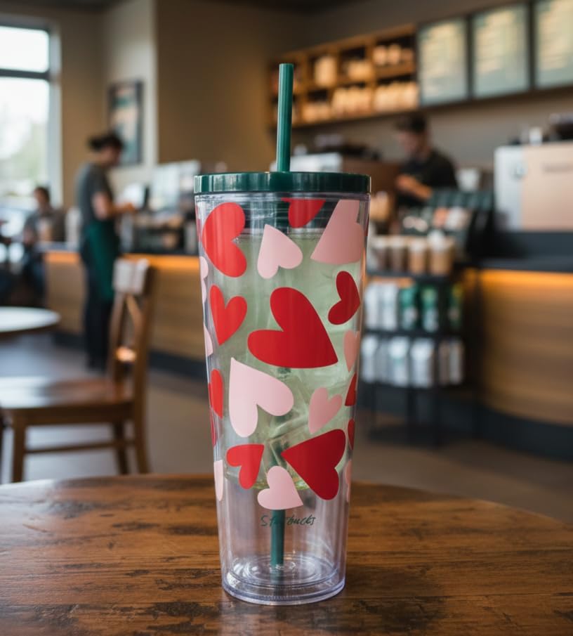 Vaso reutilizable Starbucks 24oz diseño San Valentín con popote