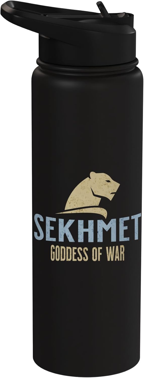 Botella de agua acero inoxidable diosa Sekhmet guerra egipcia