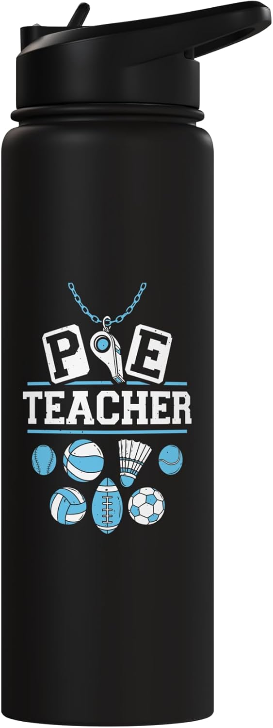 Botella de agua aislada acero inoxidable profesor de educación física