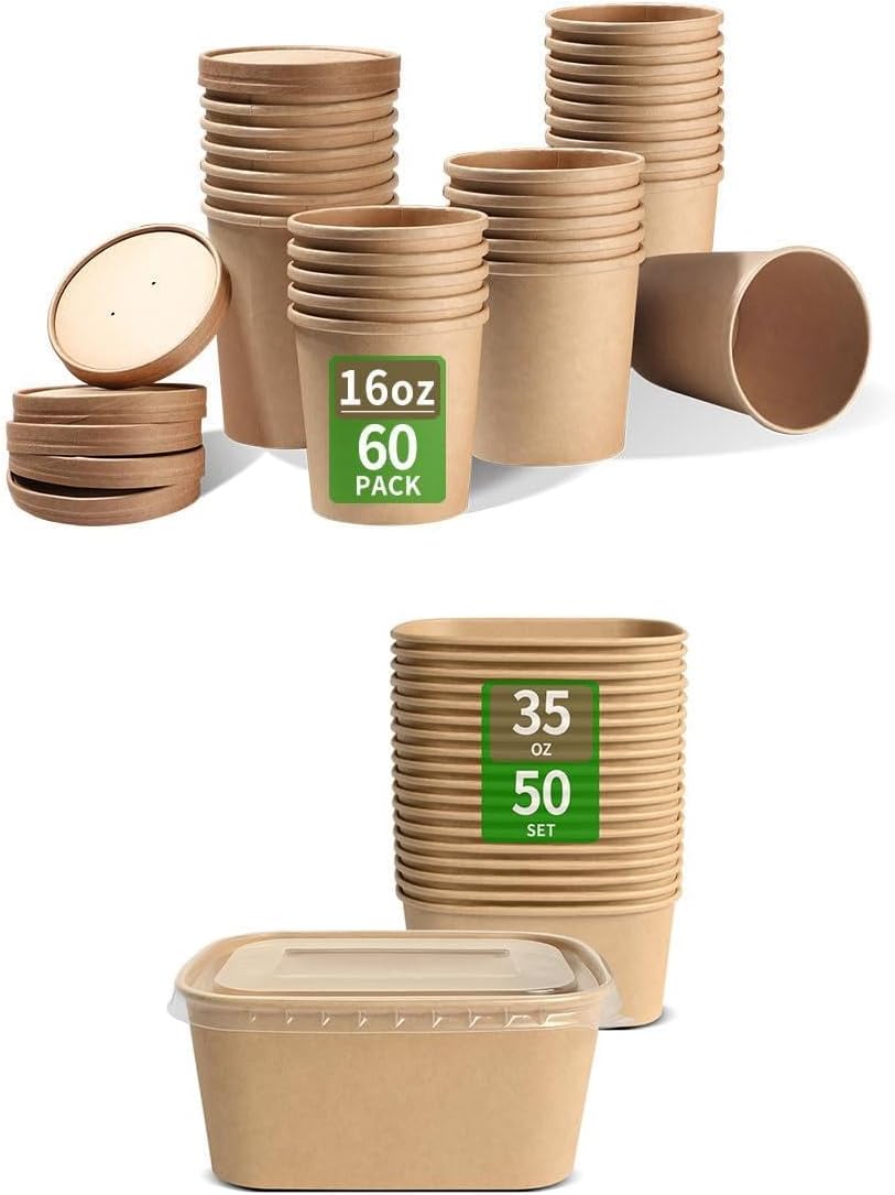 Contenedores papel 16oz y 35oz comida