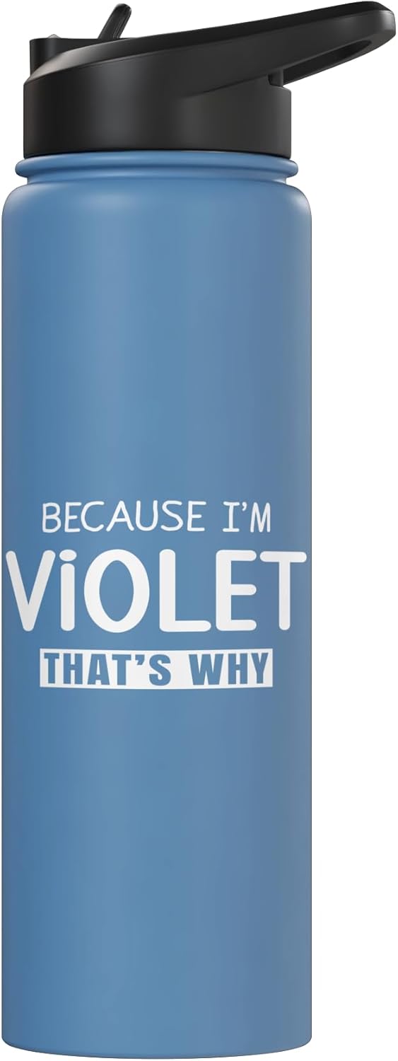 Botella de agua aislada personalizada para niña o mujer con nombre Violeta