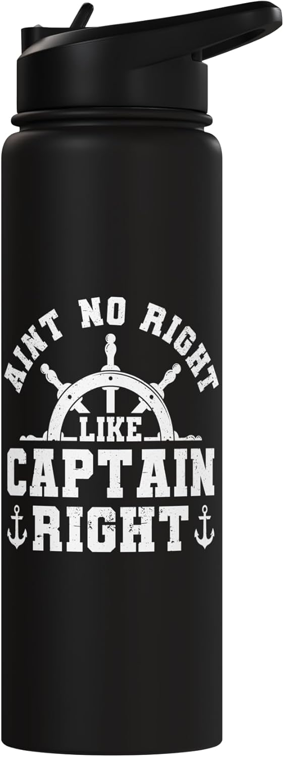 Botella de agua acero inoxidable aislada Captain Funny Boat