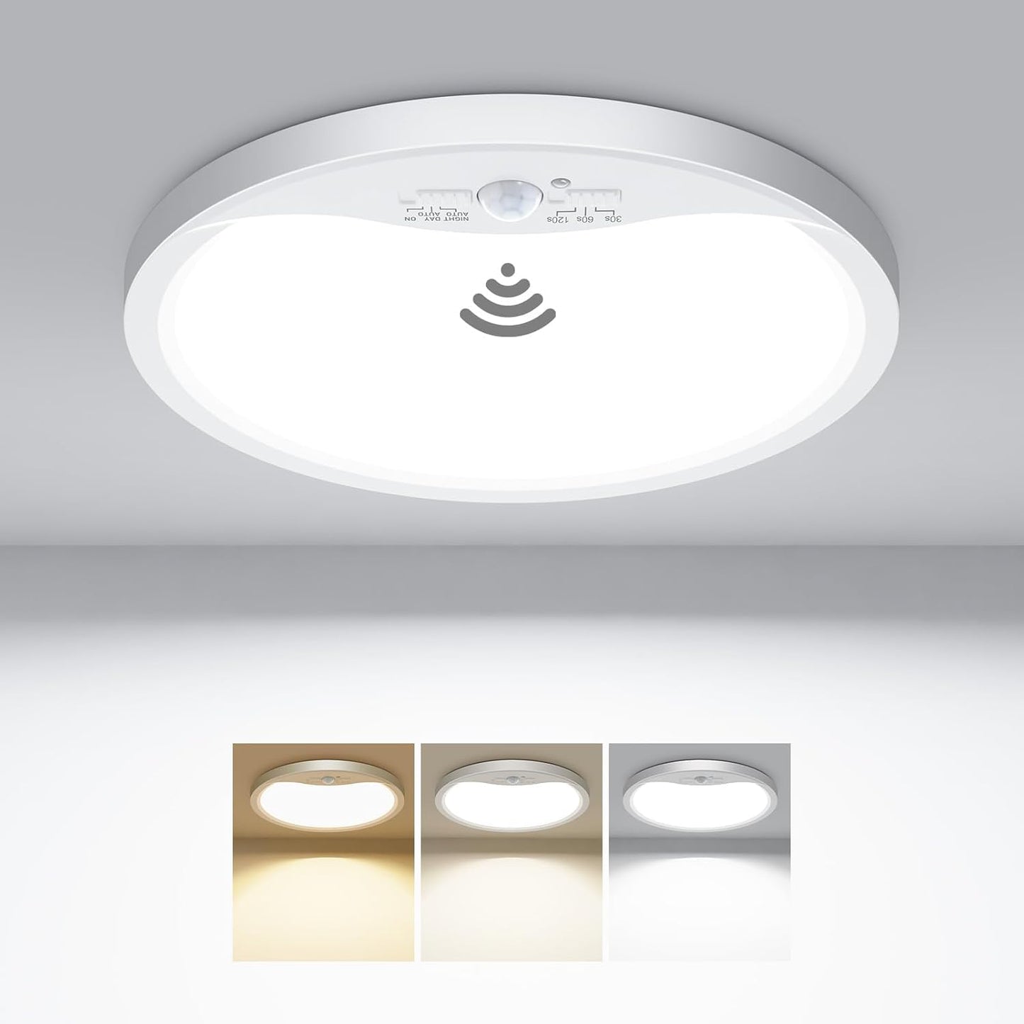 Lámpara techo LED empotrado sensor movimiento 18W 8.7pulg