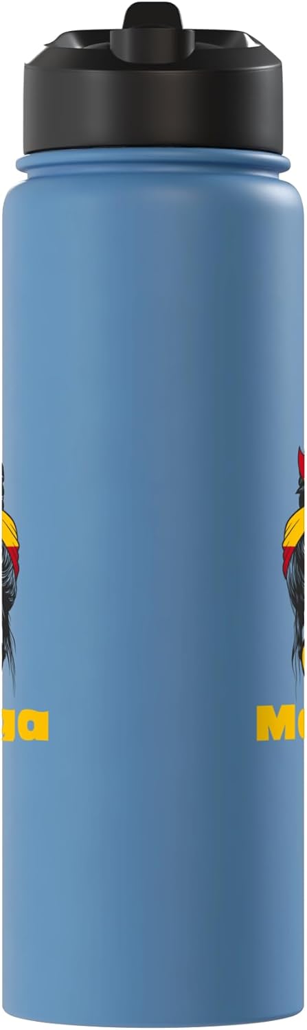 Botella de agua aislada con bandera de España en acero inoxidable