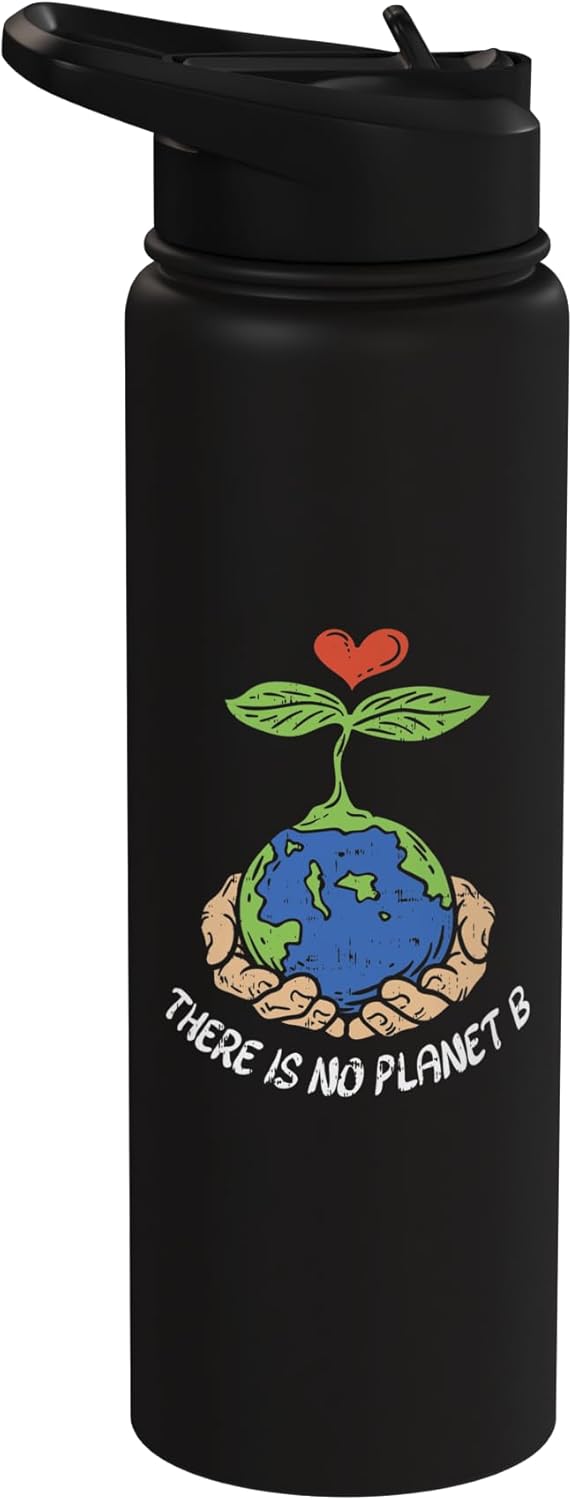 Botella de agua acero inoxidable aislada regalo planta eco Tierra