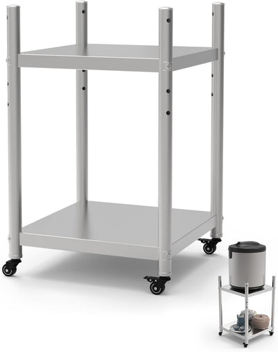 Soporte calentador de arroz acero inoxidable carrito 20 x 20 pulgadas con estante ajustable y 4 ruedas