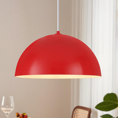 Lámpara colgante cúpula roja 18pulg moderna para cocina comedor