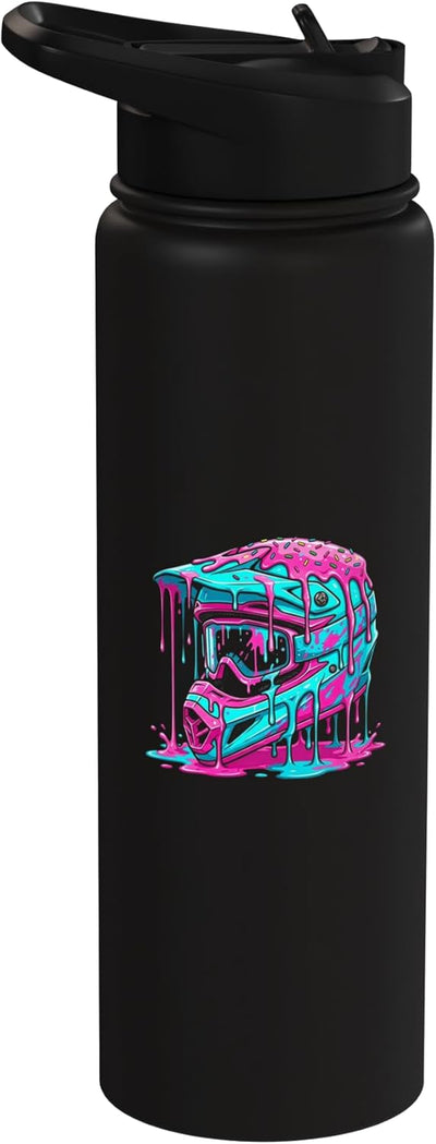 Botella de agua acero inoxidable motocross con diseño gráfico
