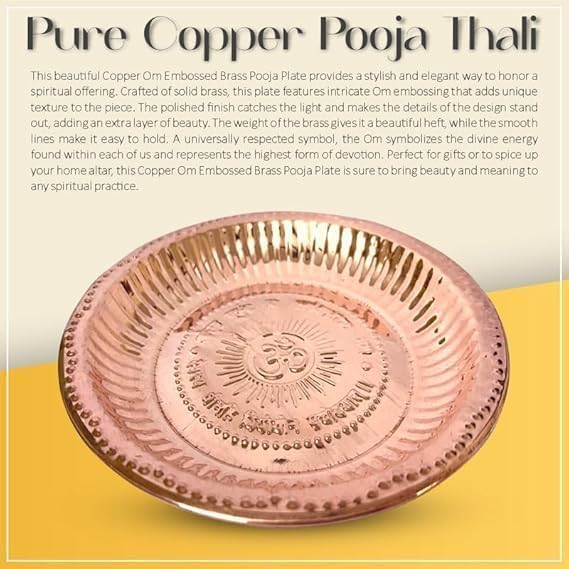 Plato Pooja Cobre 7pulg Plata de Aarti