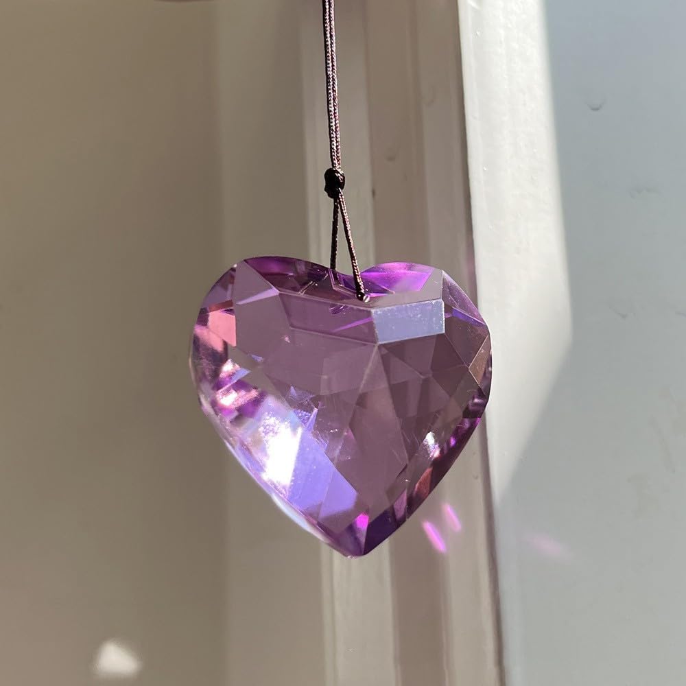 Atrapasoles cristales corazón cadena decoración hogar jardín