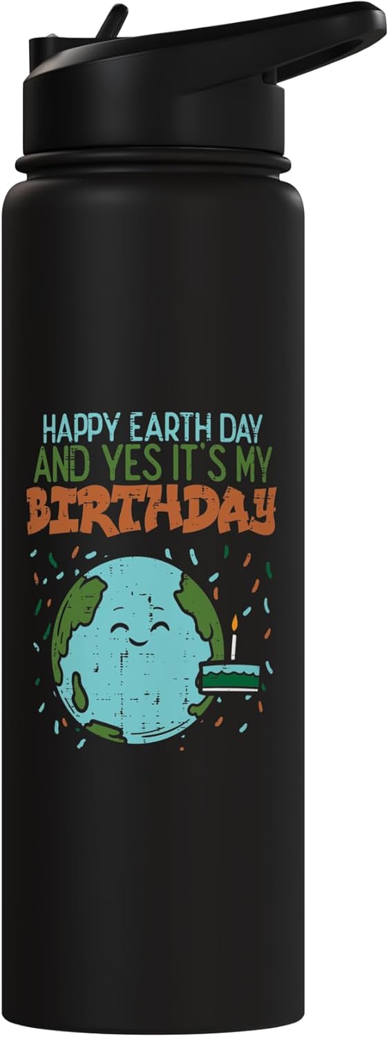 Botella de agua acero inoxidable aislada para cumpleaños Tierra