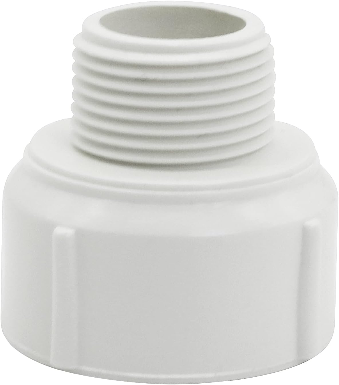 Adaptador manguera jardín PVC 1/2 macho a 3/4 hembra blanco