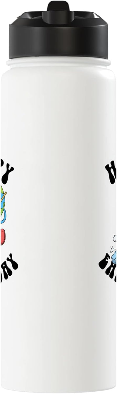 Botella de agua acero inoxidable aislada Día de la Tierra