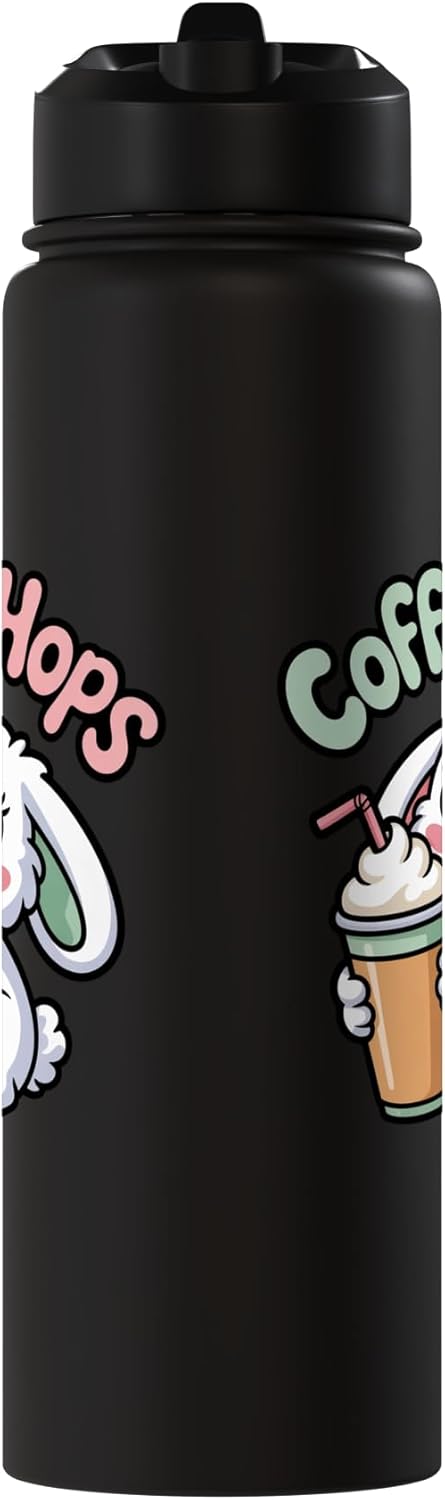 Bote de agua aislado para café con forma de conejo chibi de acero inoxidable