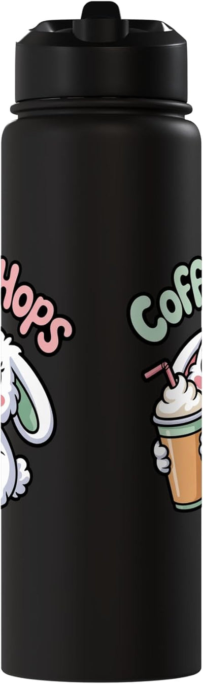 Bote de agua aislado para café con forma de conejo chibi de acero inoxidable