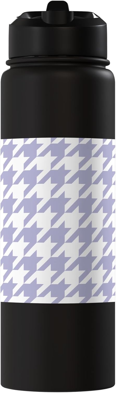 Botella de agua acero inoxidable lilac con estampado houndstooth