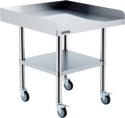 Mesa de trabajo de acero inoxidable con ruedas para cocina, restaurante y garaje