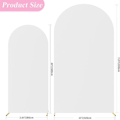 2 Pzas Fundas Elastano Arco Boda 7.2x6ft Redondo Blanco