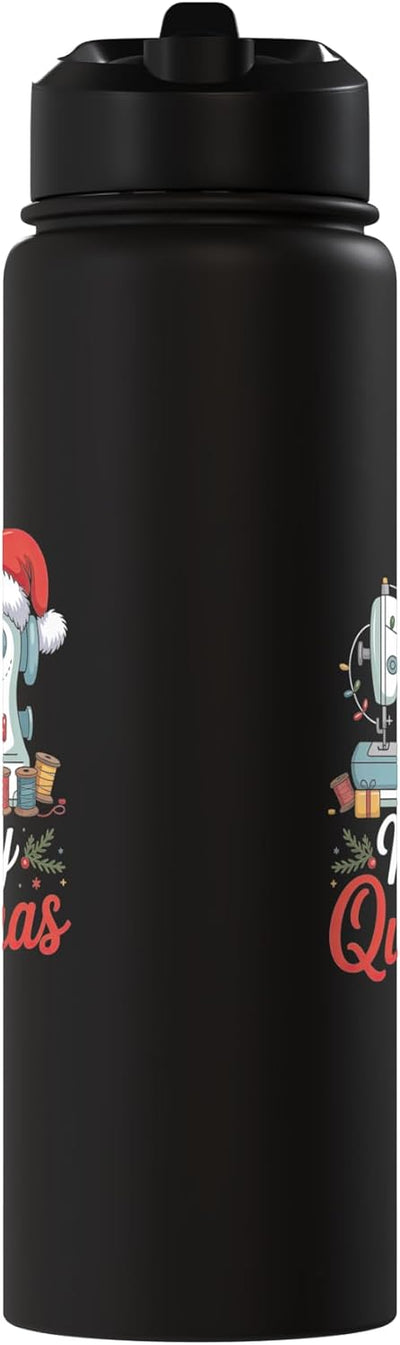 Botella de agua acero inoxidable aislada navideña con imagen de Santa