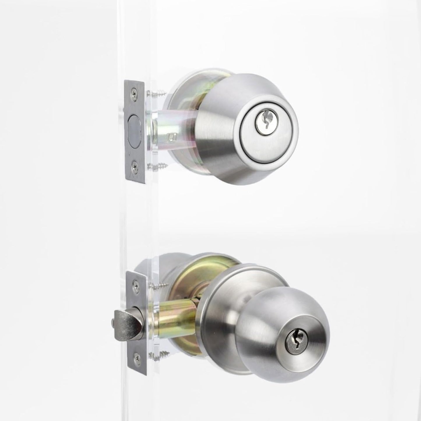 Juego cerraduras pomo puerta exterior con llave