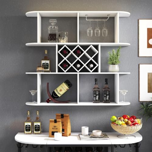 Estantería vino 3 niveles blanco rústico