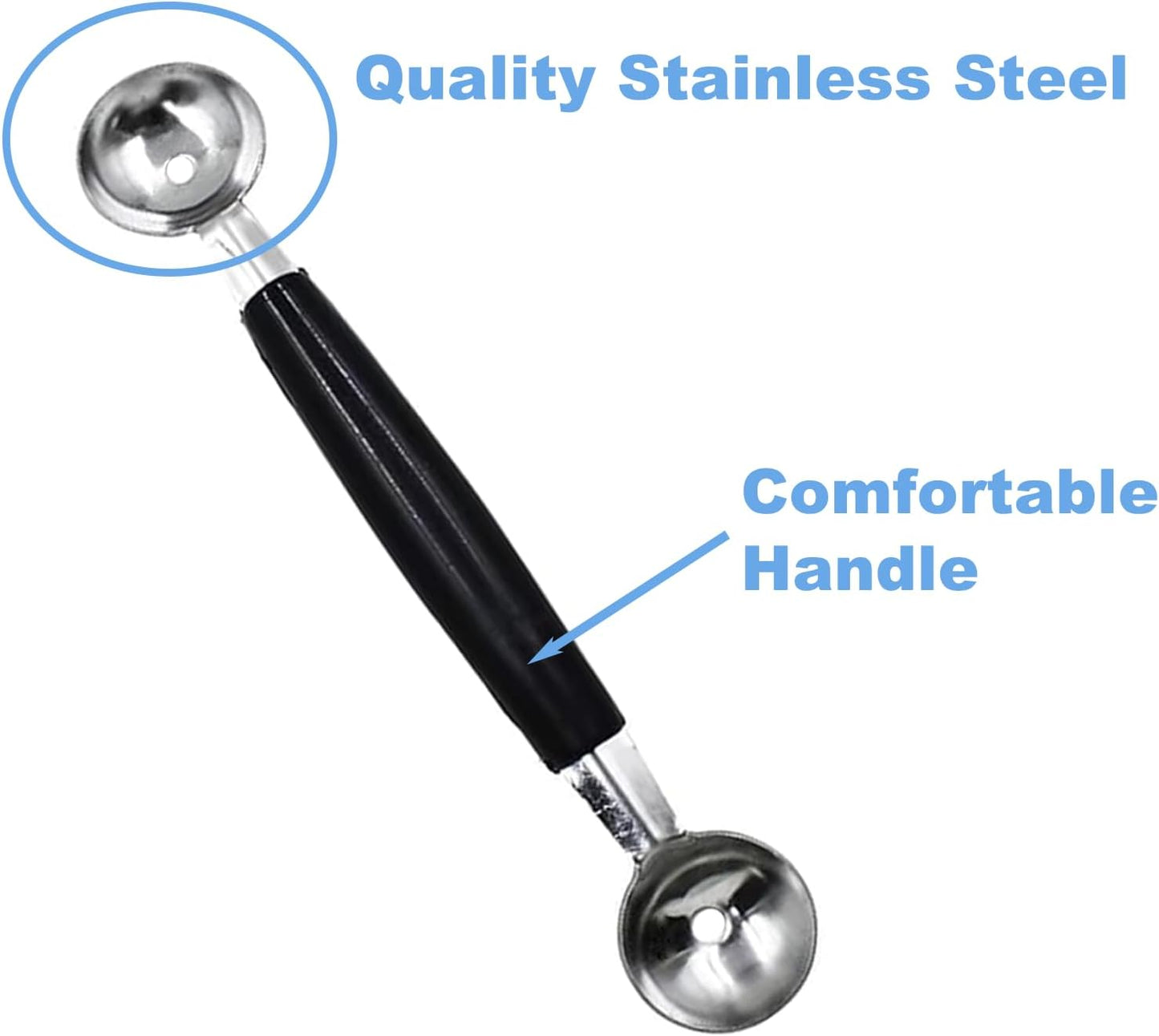 Set 3 Cucharas Acero Inox Doble Punta para Helado Frutas