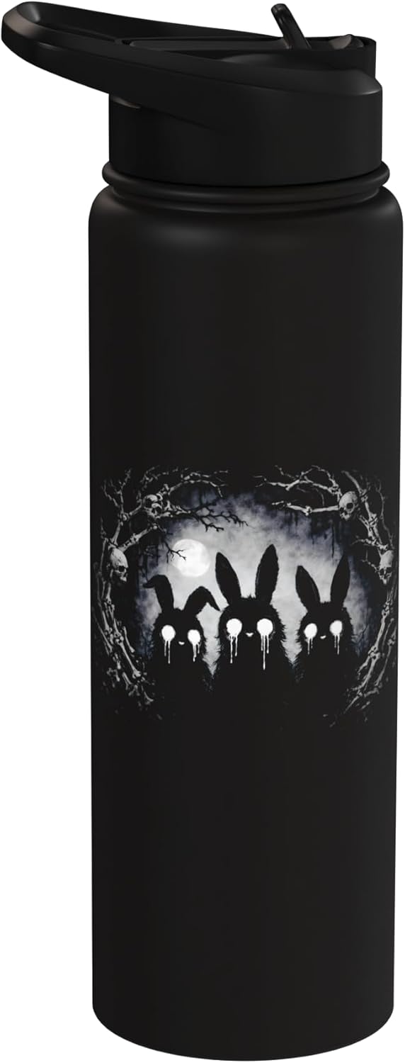 Bottle de agua acero inoxidable estilo gótico con conejo oscuro