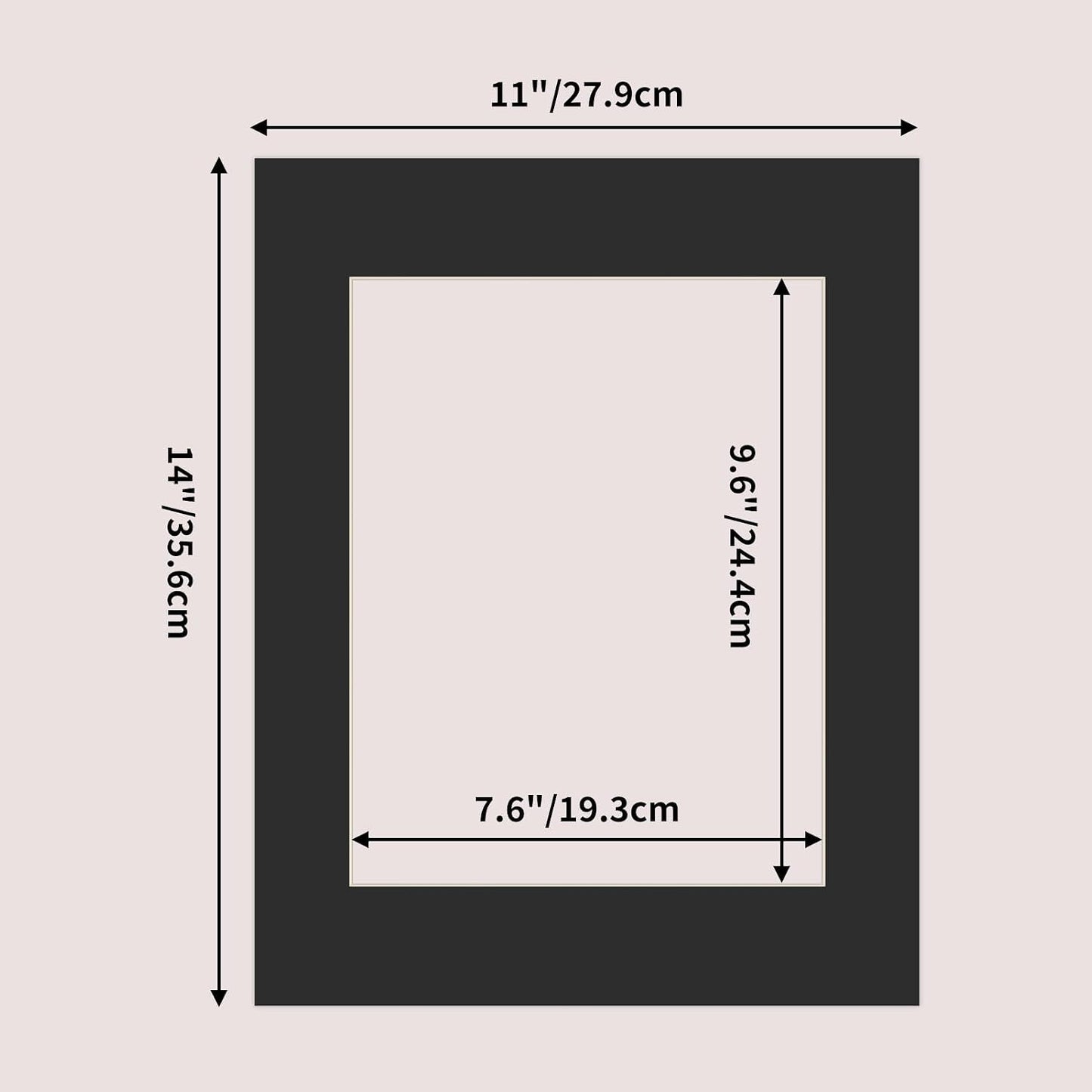 Alfombrillas negras 11x14pulg núcleo blanco set 25