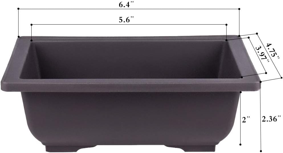 12 Macetas Plástico Bonsái Rectangulares 6pulg