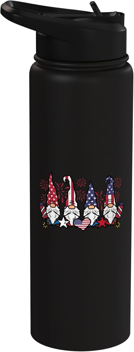 Botella de agua acero inoxidable patriótica con bandera estadounidense