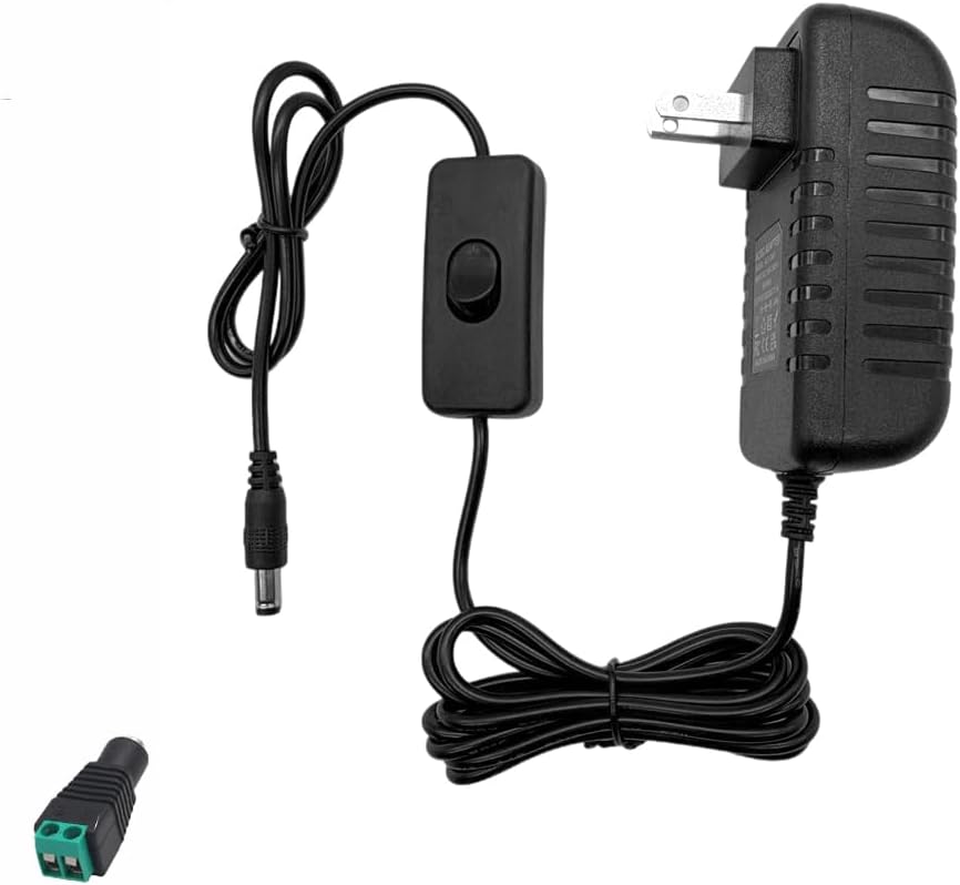Adaptador de corriente 12V 2A con cable 6.2ft y enchufe 5.5x2.5mm