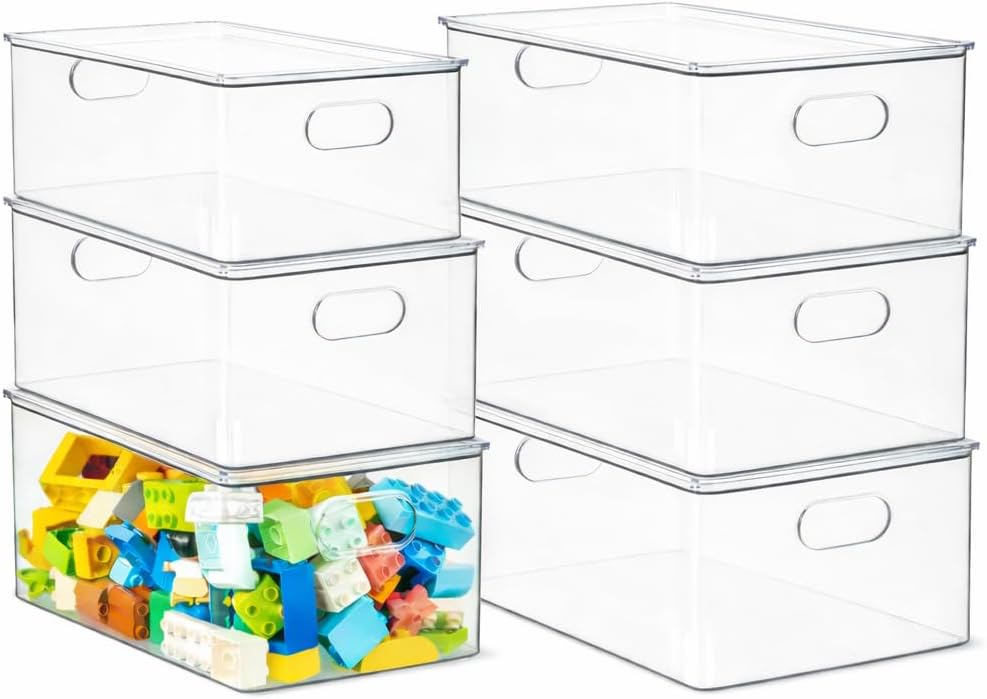 Contenedores plástico transparente apilables con tapa