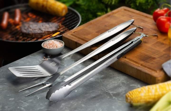 Set 3 Utensilios Barbacoa Parrilla Espátula Tenedor