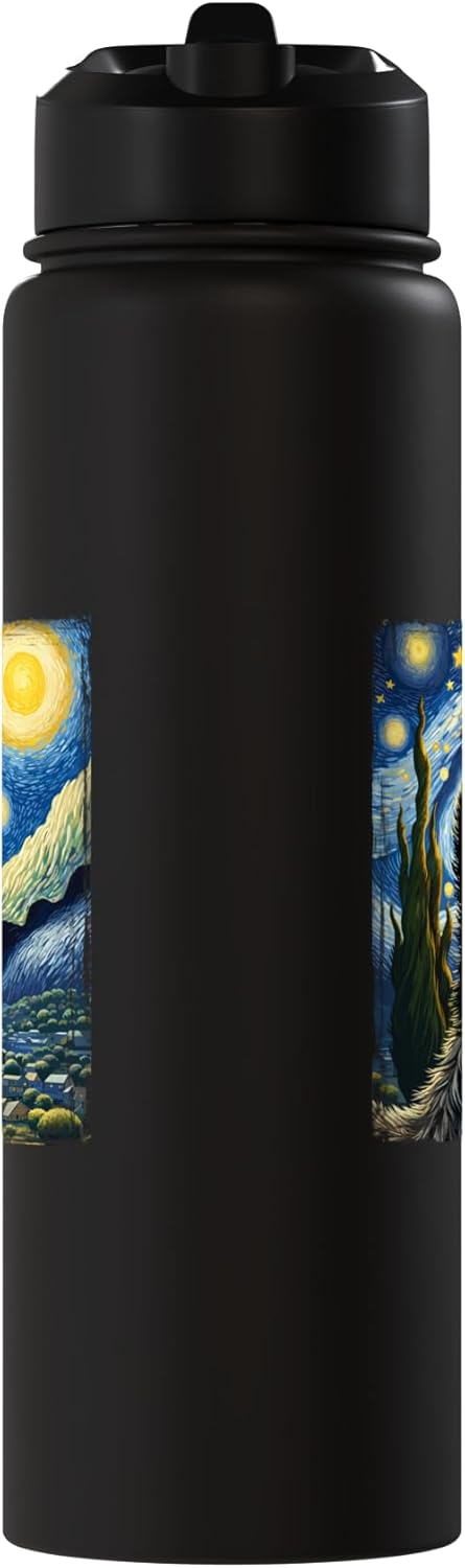 Botella agua acero inox aislada estilo Van Gogh