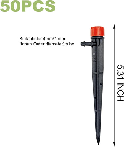 50 Goteros Ajustables 360 Grados para Tubo 1/4pulg