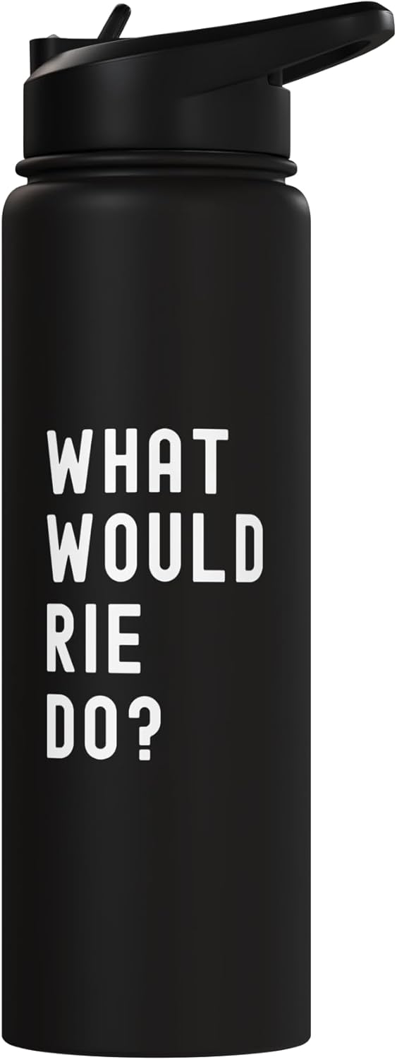 Botella agua acero inox aislada What Would Rie Do