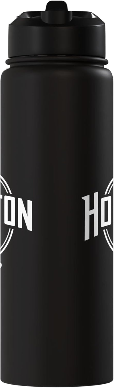 Botella agua acero inox aislada con palma de Texas