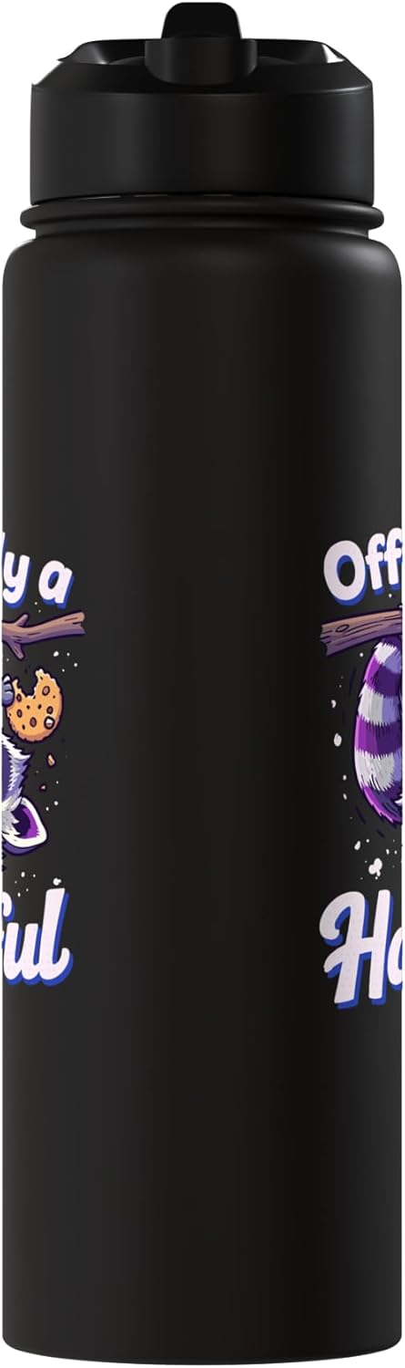 Botella de agua acero inoxidable aislada con raccoon para cumpleaños