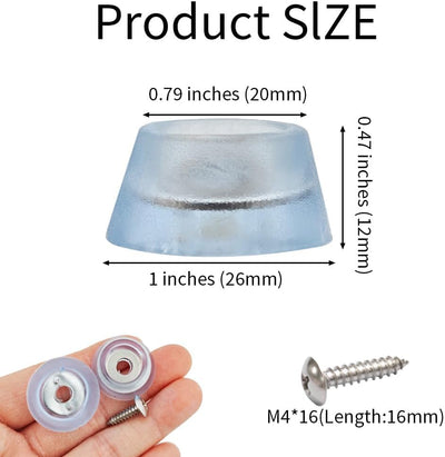 20 Patas Goma para Tabla Cortar Acero Inox 1x0.47pulg Transparentes