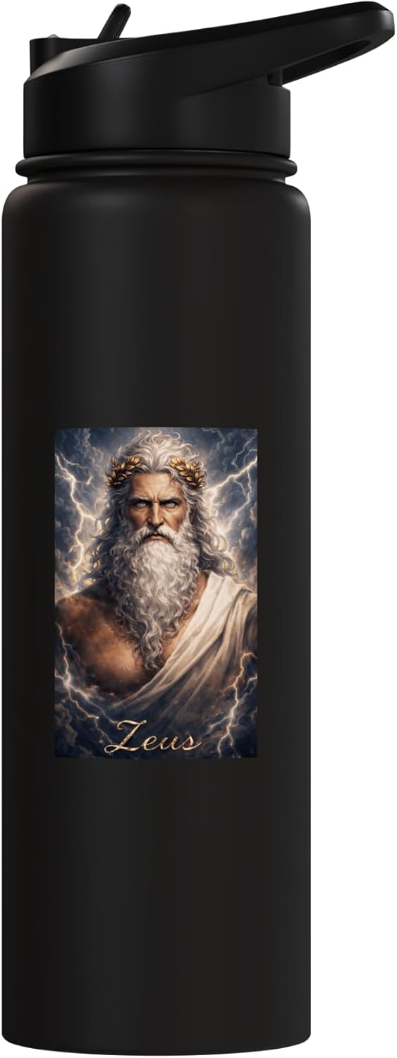 Botella de agua acero inoxidable Zeus Portrait aislada