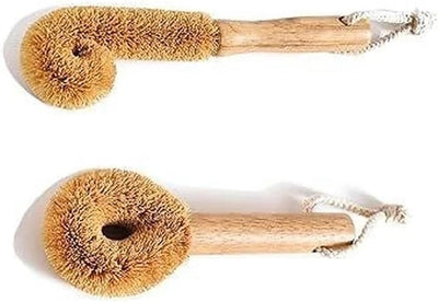 Set 2 Cepillos Botella Fibra Cactus Mango Madera Natural