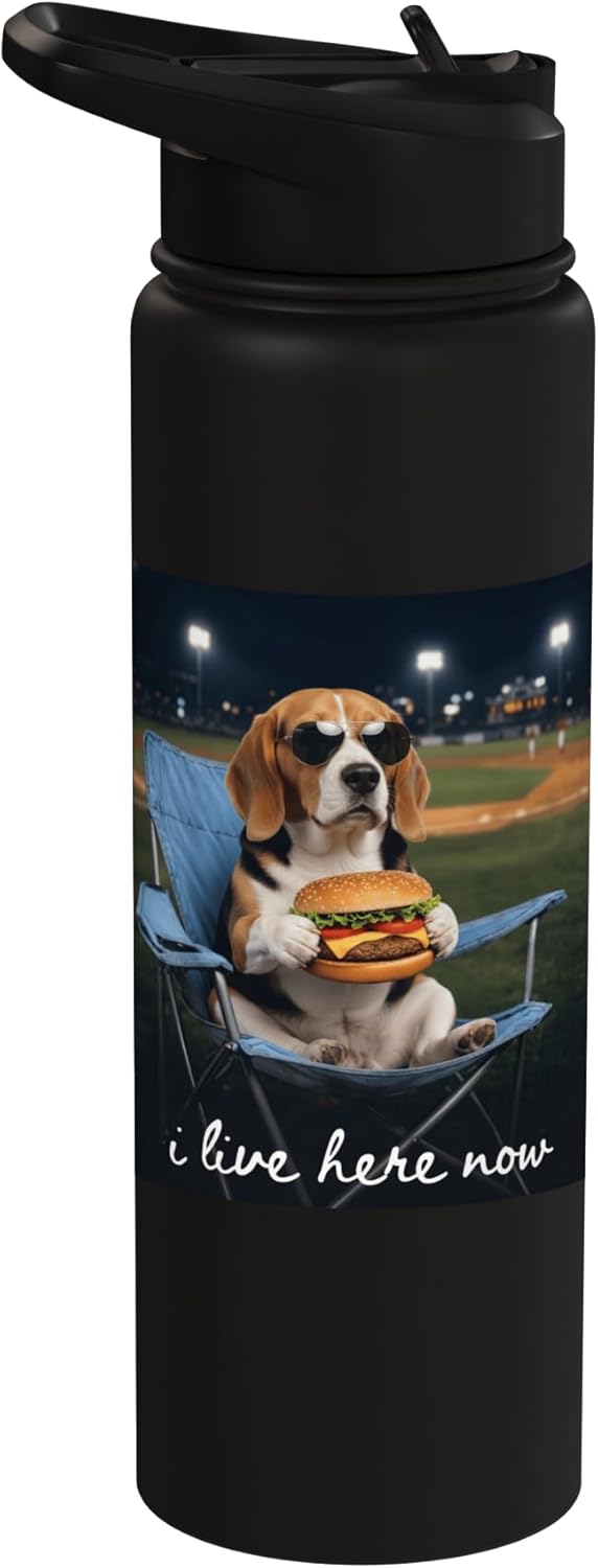 Botella de agua acero inoxidable beagle béisbol mamá divertida